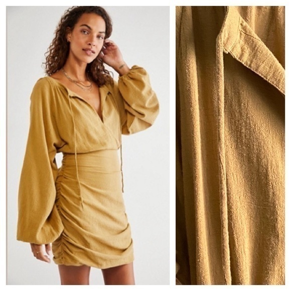 Free People Dresses & Skirts - Free People Mustard Yellow The Only One Mini Dress XS